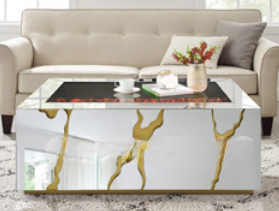 White mirror Gold Coffee Table
