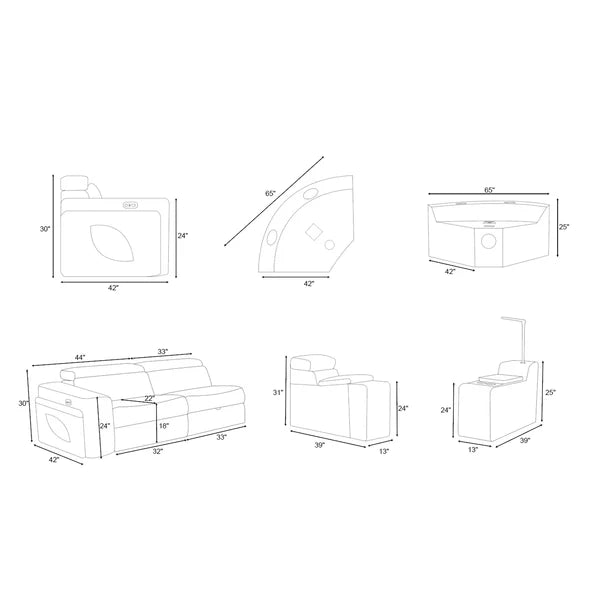 Power Recliner Fabric Sectional MC3028 White