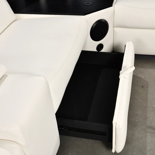 Power Recliner Air Leather Sectional MC3028A White