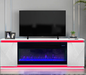 TV Stand White with Flames and Bluetooth Heater