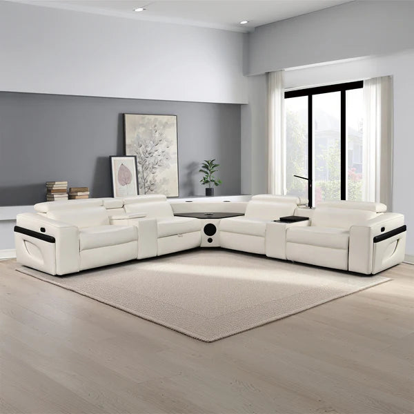Power Recliner Air Leather Sectional MC3028A White