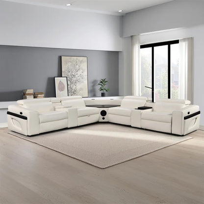Power Recliner Air Leather Sectional MC3028A White