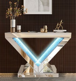 LED Silver Mirrir Console Table