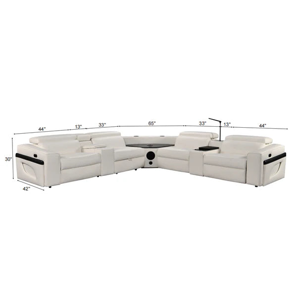 Power Recliner Air Leather Sectional MC3028A White