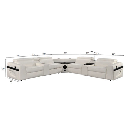 Power Recliner Air Leather Sectional MC3028A White