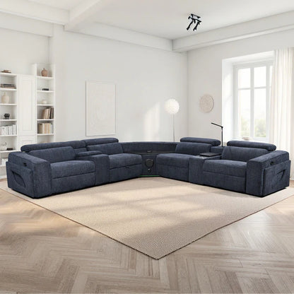 Power Recliner Fabric Sectional MC3028 Blue