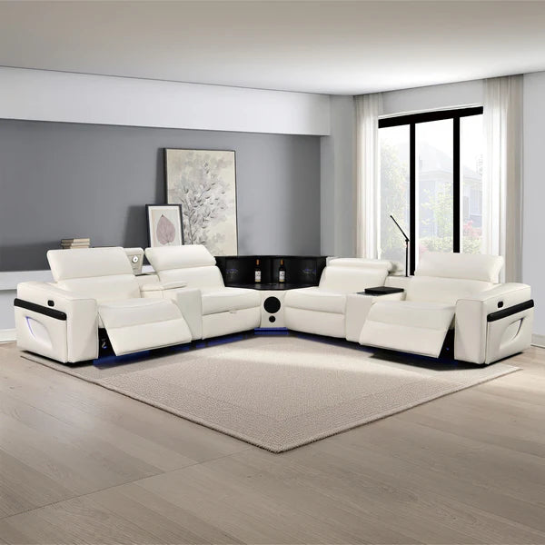 Power Recliner Air Leather Sectional MC3028A White