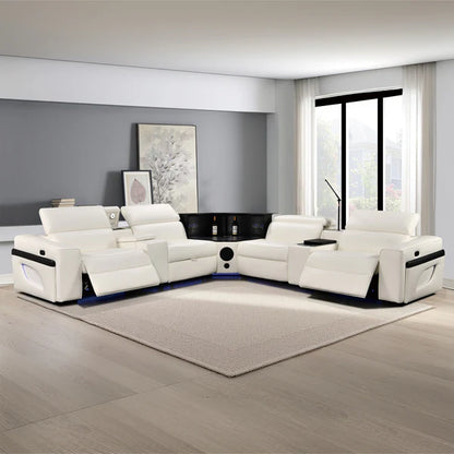 Power Recliner Air Leather Sectional MC3028A White