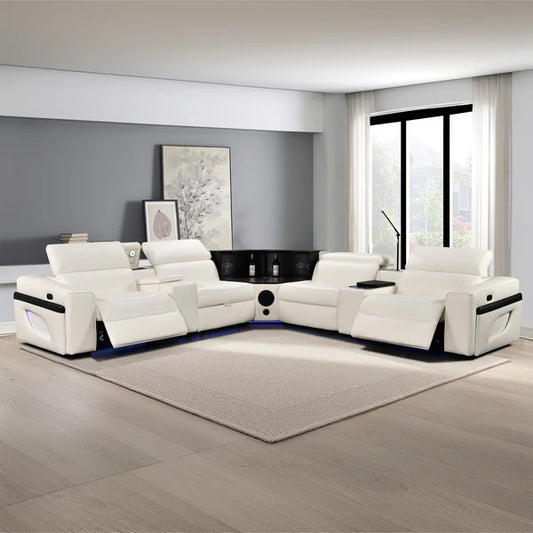Power Recliner Air Leather Sectional MC3028A White