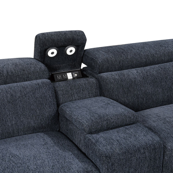 Power Recliner Fabric Sectional MC3028 Blue