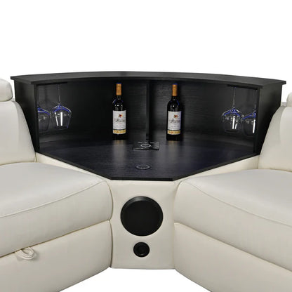 Power Recliner Air Leather Sectional MC3028A White