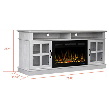 Fully Assembled 72" Ash Wood Veneer Fireplace TV Stand