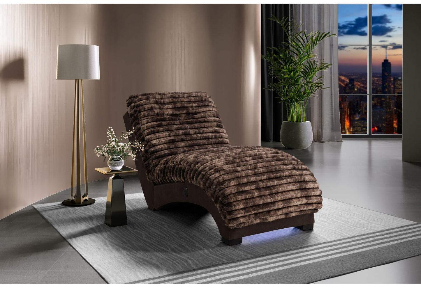 DOMINIC NICKEL/GREY 36 CHAISE WITH USB