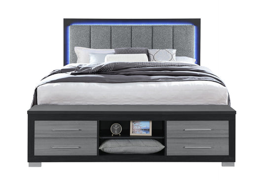 EMMA BLACK/GREY KING BED WITH LED AND USB