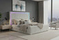 ELIAS GREY QUEEN BED WITH IMMERSIVE SOUND SPEAKER, LED, TV LIFT, AND FIREPLACE