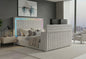 ELIAS GREY QUEEN BED WITH IMMERSIVE SOUND SPEAKER, LED, TV LIFT, AND FIREPLACE