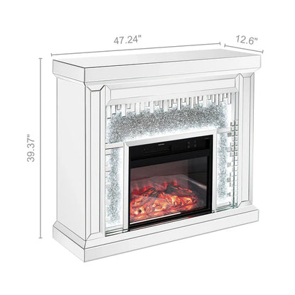 Fully Assembled 47" Crushed Diamonds LED Mirrored Fireplace