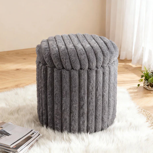 VANITII Rabbit Fur Storage Stool