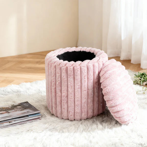 VANITII Rabbit Fur Storage Stool