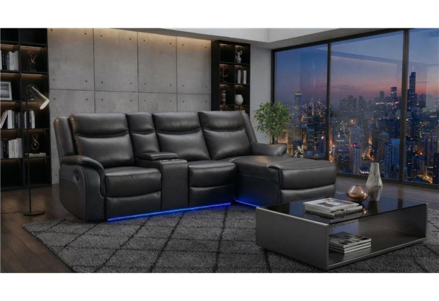 BLANCHE CHARCOAL SECTIONAL WITH PUSHBACK CHAISE