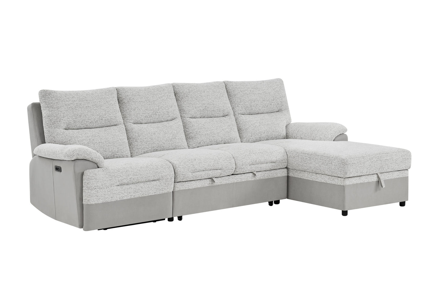 GREY/ICE SECTIONAL WITH PULLOUT BED AND USB