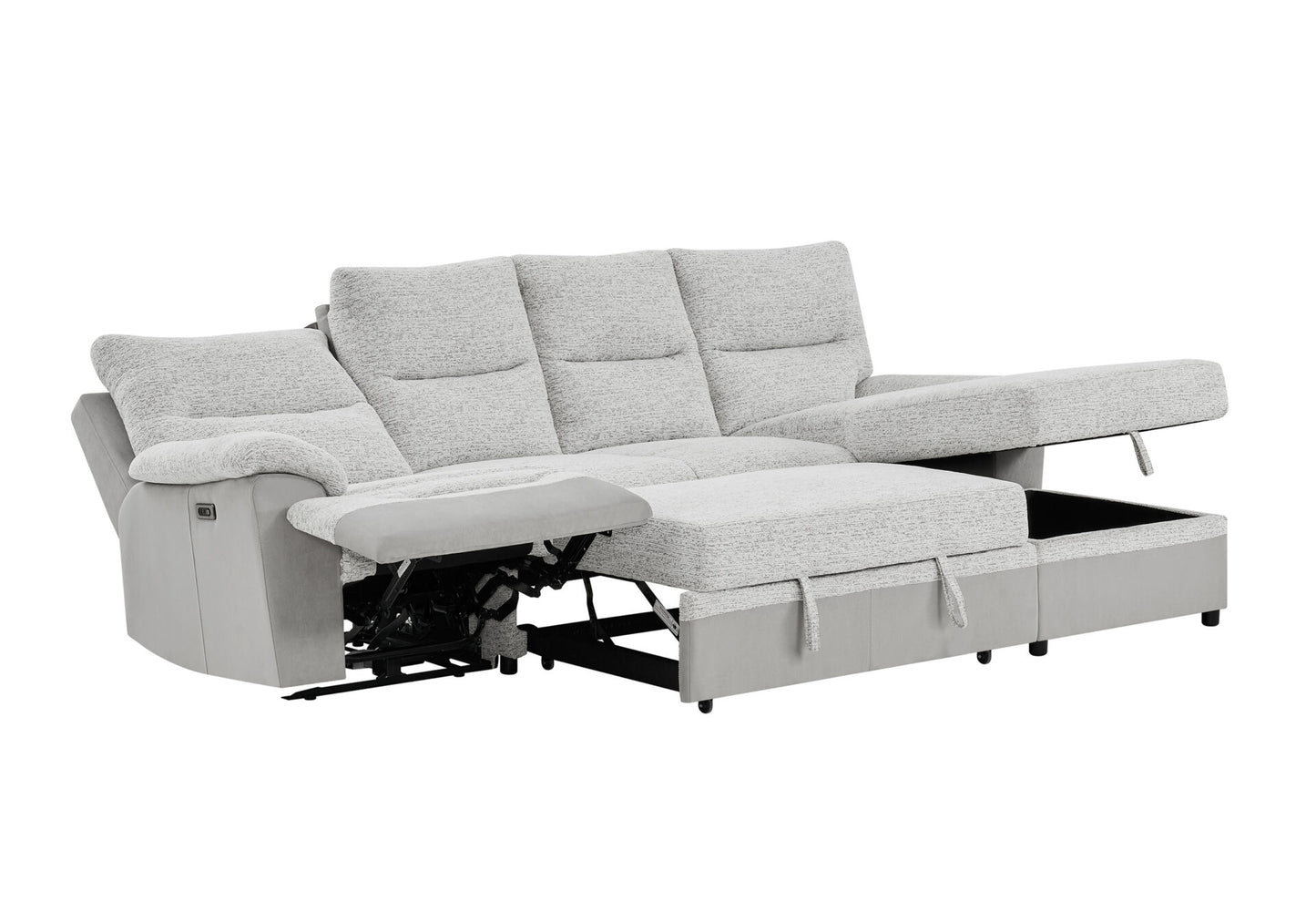 GREY/ICE SECTIONAL WITH PULLOUT BED AND USB