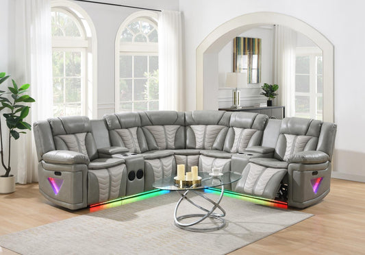 GRAY/BEIGE POWER 3 PC SECTIONAL W/BLUETOOTH SPEAKER