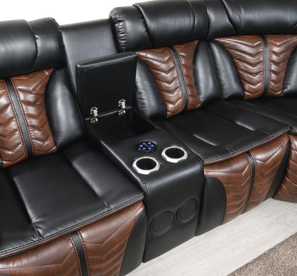 BLACK/BROWN POWER 3 PC SECTIONAL W/BLUETOOTH SPEAKER