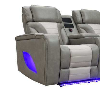 GRAY/WHITE POWER 3 PC SECTIONAL W/BLUETOOTH SPEAKER