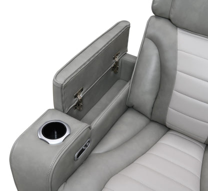 GRAY/WHITE POWER 3 PC SECTIONAL W/BLUETOOTH SPEAKER