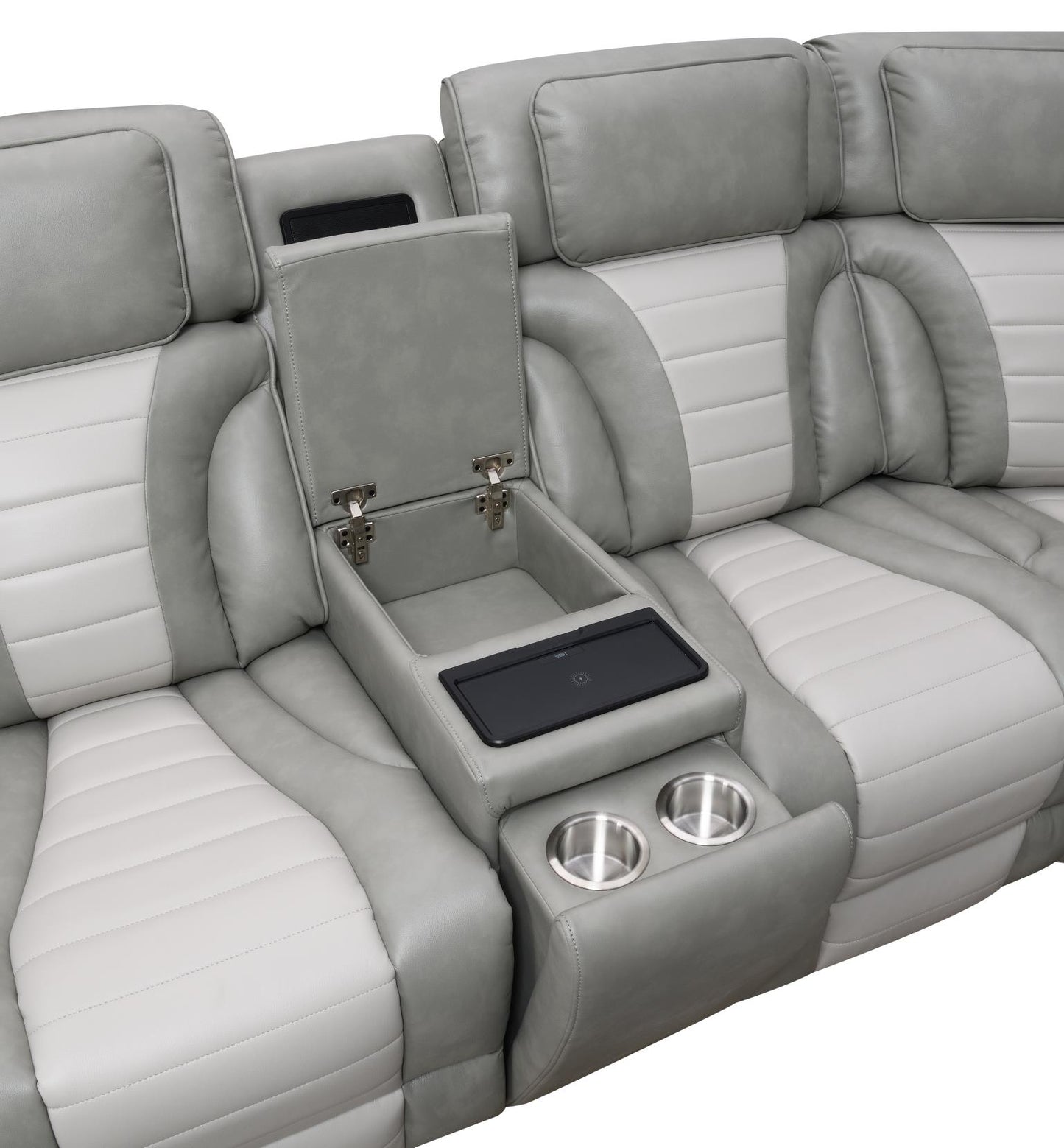 GRAY/WHITE POWER 3 PC SECTIONAL W/BLUETOOTH SPEAKER