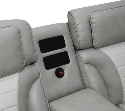 GRAY/WHITE POWER 3 PC SECTIONAL W/BLUETOOTH SPEAKER