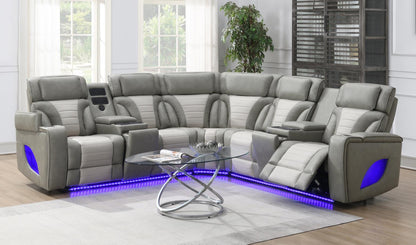 GRAY/WHITE POWER 3 PC SECTIONAL W/BLUETOOTH SPEAKER