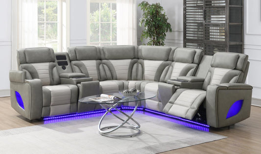 GRAY/WHITE POWER 3 PC SECTIONAL W/BLUETOOTH SPEAKER