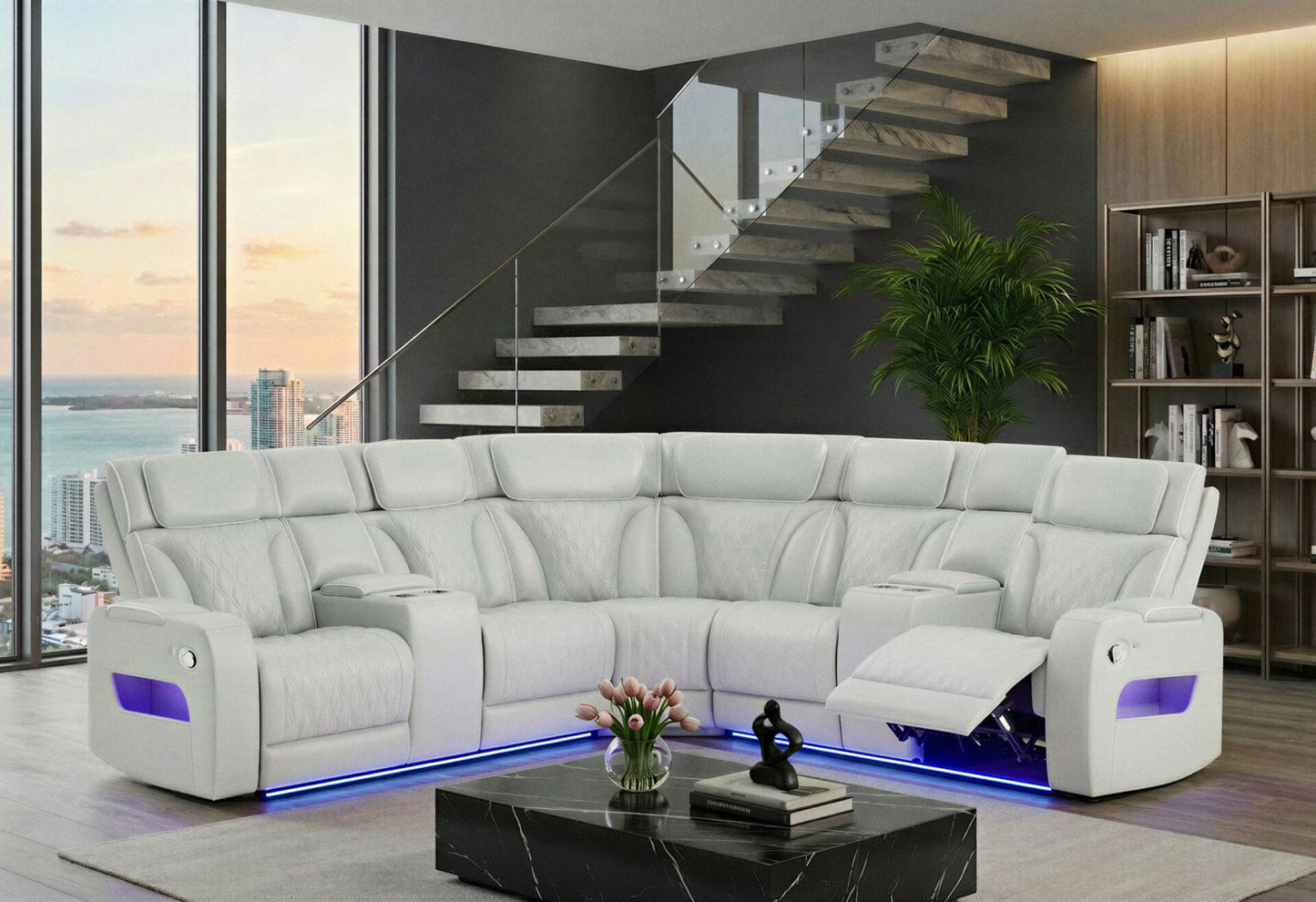 BLANCHE SILVER SECTIONAL WITH LED