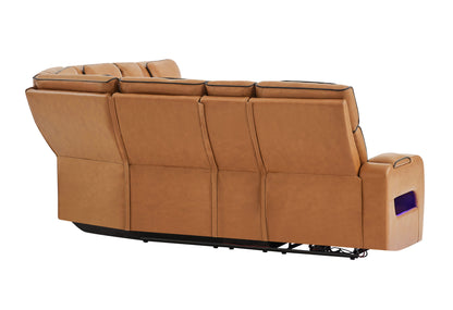 CAMEL SECTIONAL WITH POWER HEADREST, CONTINUOUS LED AND SPEAKER
