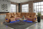 CAMEL SECTIONAL WITH POWER HEADREST, CONTINUOUS LED AND SPEAKER