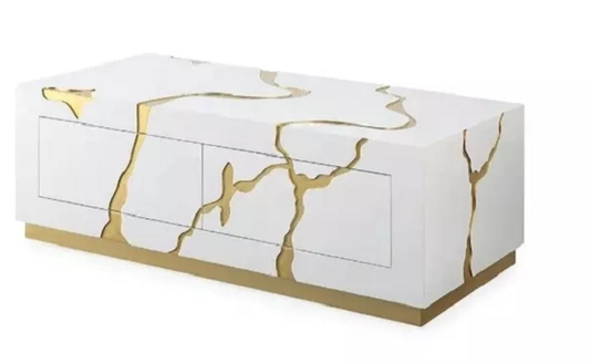 White and Gold coffee Table