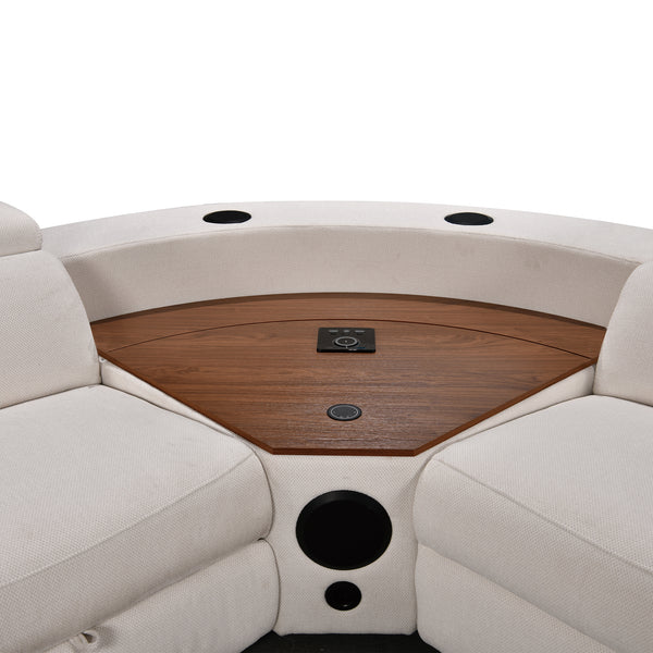 Power Recliner Fabric Sectional MC3028 White