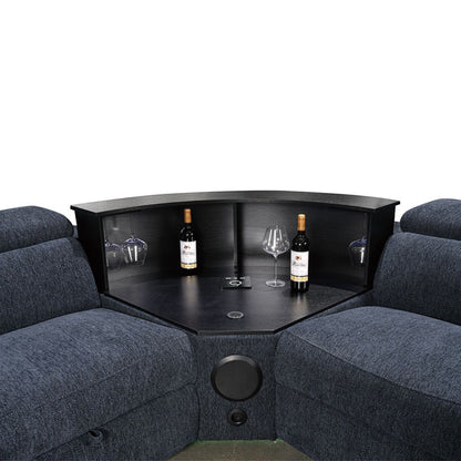 Power Recliner Fabric Sectional MC3028 Blue