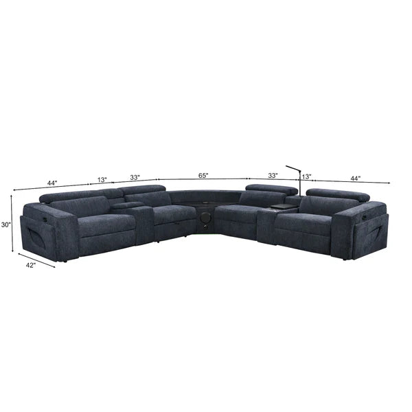 Power Recliner Fabric Sectional MC3028 Blue