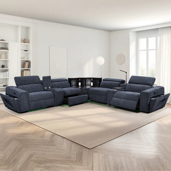 Power Recliner Fabric Sectional MC3028 Blue