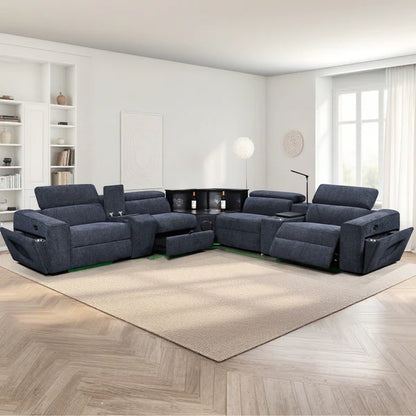 Power Recliner Fabric Sectional MC3028 Blue