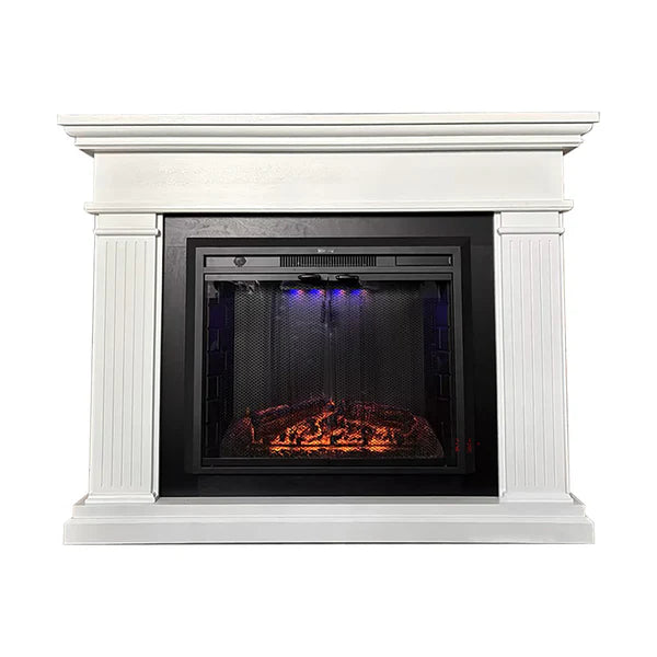 White Okoume Veneer Fireplace TV Stand