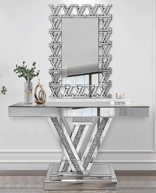 Silver Mirror Console Table