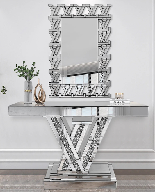 Silver Mirror Console Table